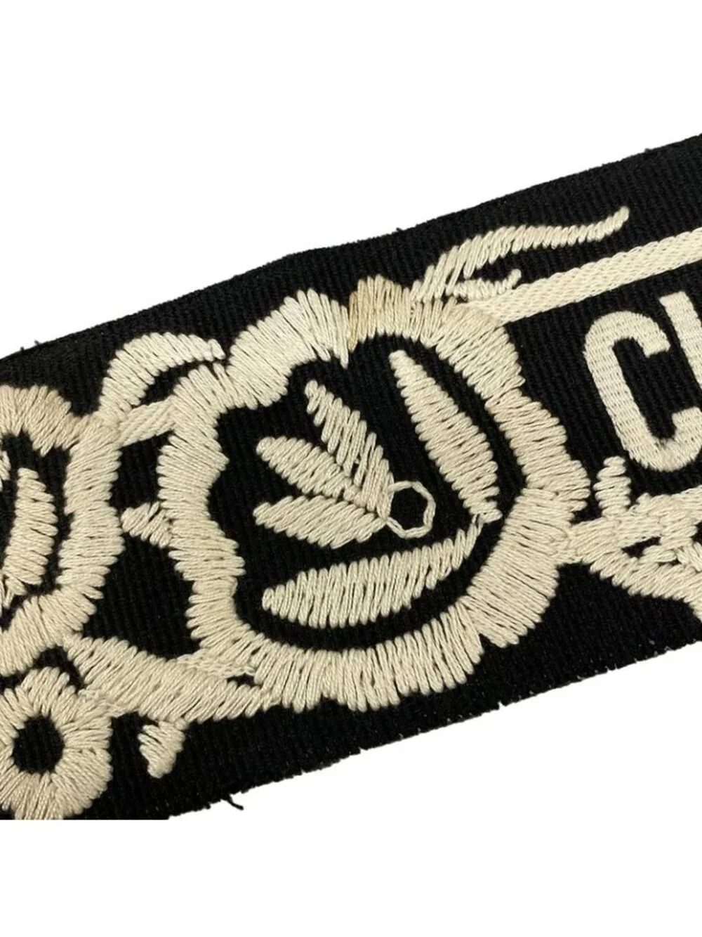 Dior Belt Black Ivory Embroidery Mexican Flower Cotton - Picture 6 of 7